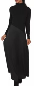 Mixed Media Turtleneck Maxi Dress