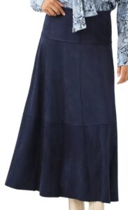 Tiered Faux Suede Midi Skirt