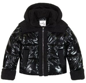Girls' 6-16 Metallic with Sherpa Hybrid Hooded Jacket
