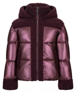 Girls' 6-16 Metallic with Sherpa Hybrid Hooded Jacket