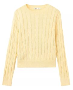 Women's Braided Knit Crewneck Long-sleeve Sweater