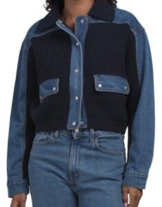 Denim and Sweater Cardigan Jacket