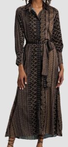Herminia Geometric Tie-waist Midi-shirtdress