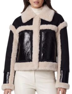 Jacket with Faux Fur Shearling Trim