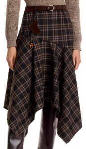 Belted Plaid Asymmetrical Skirt - Exclusive