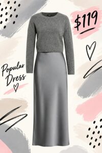 Long Sleeve Mixed Media Midi Dress