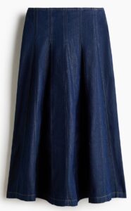 Pleated Denim Skirt