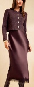 Chocolate Brown Cardi Slip Midi Dress