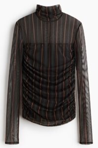Mesh Mock Turtleneck Top