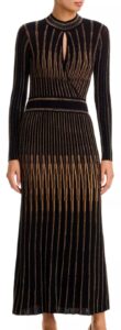 The Alicia Mock Neck Metallic Threaded Dress