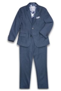 Kids' Mod Slim Fit Navy Diamond Pattern Stretch Suit