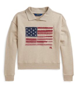 Kids' Embroidered Cotton Blend French Terry Polo Sweatshirt