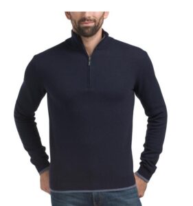 Merino Wool and Cashmere Blend Quarter Zip Sweater