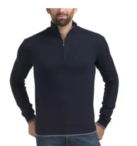 Image of sale on Merino Wool and Cashmere Blend Quarter Zip Sweater