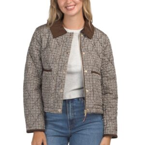 Cropped Quilted Printed Coat
