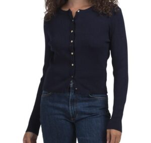 Rib Button Front Cardigan
