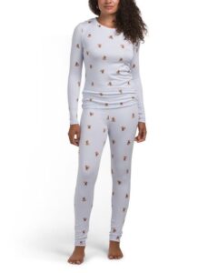 2pc Lotus Stripe Bear Pajama Set