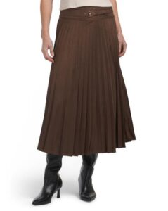 Faux Suede Pleated Skirt