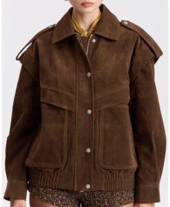 Image of sale on Faux Suede Bomber Jacket