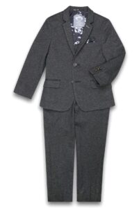 Image of sale on Kids' Mod Slim Fit Charcoal Grey Herringbone Stretch Suit