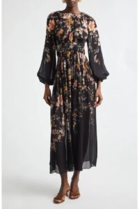 Image of sale on Kindred Spirit Carousel Floral Long Sleeve Midi Dress