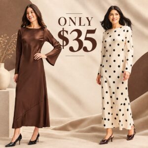Image of sale on Women's Bell Sleeve Satin Maxi Slip Dress