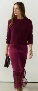Berry Red 2 in 1 Jumper Lace Trim Dress