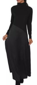 Mixed Media Turtleneck Maxi Dress