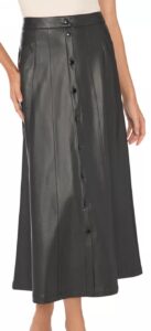 Image of sale on Faux Leather Seamed Midi Skirt
