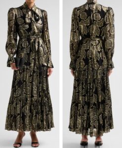 Image of sale on Rian Metallic Floral Jacquard Maxi Dress