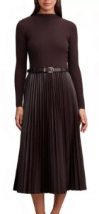 Image of sale on Women's Gianna Faux Leather Pleated Midi Dress