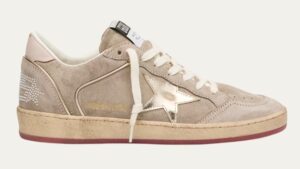 Image of sale on Ball Star Mixed Leather Low-Top Sneakers with Bead Lettering
