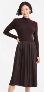Image of sale on Women's Long-Sleeve Sweater Mixed-Media Midi Dress