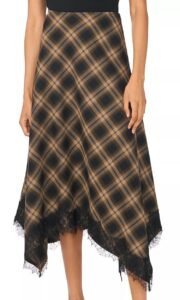 Image of sale on Women's Bias Cut Hankerchief Plaid A-Line Midi Skirt