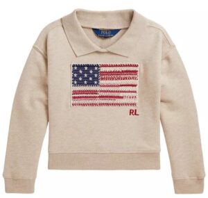 Image of sale on Girls' 2T-6X Flag Terry Long-Sleeve Sweatshirt