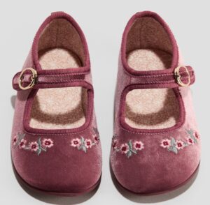 Image of sale on Embroidery-detail Velour Mary Janes