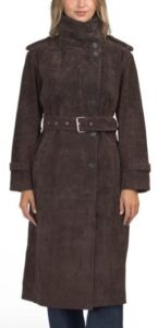 Image of sale on Suede Funnel Neck Slouchy Trench Coat