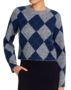 Image of sale on Argyle Crewneck Long Sleeve Sweater - Exclusive