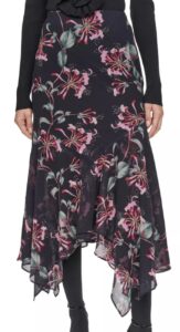 Floral Print Handkerchief Midi Skirtp