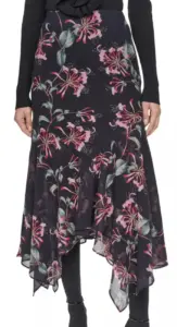 Image of sale on Floral Print Handkerchief Midi Skirt