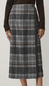 Plaid Fringe Midi Wrap Skirtp