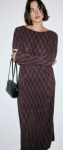 Image of sale on Women's Pomel Long-Sleeve Plaid Midi Dress