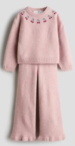 Image of sale on 2-Piece Embroidered-Detail Knit Set