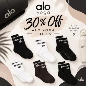 Image of sale on 30% off Alo Yoga Socks!