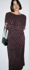 Image of sale on Women's Pomel Long-Sleeve Plaid Midi Dress
