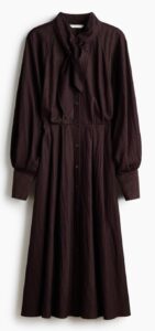Image of sale on Balloon-Sleeved Dress with Scarf Collar