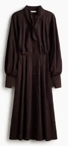 Image of sale on Balloon-Sleeved Dress with Scarf Collar