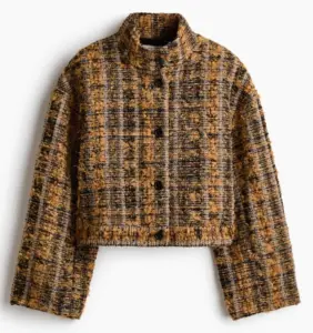 Image of sale on Bouclé-Weave Jacket with Stand-Up Collar