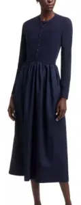 Image of sale on Stretch Cotton Poplin Rib Fit & Flare Dress