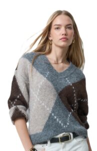 Image of sale on Knitted Sweater in Brown & Gray Argyle